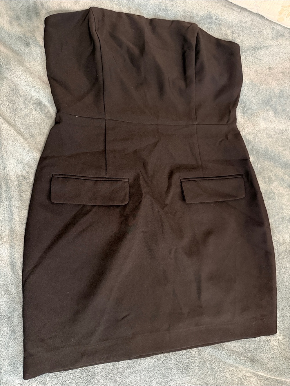 Windsor Strapless Black Mini Dress with Flap Pockets
